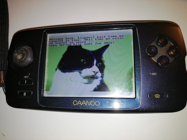 photo of caanoo emulating an Amstrad CPC running Raum